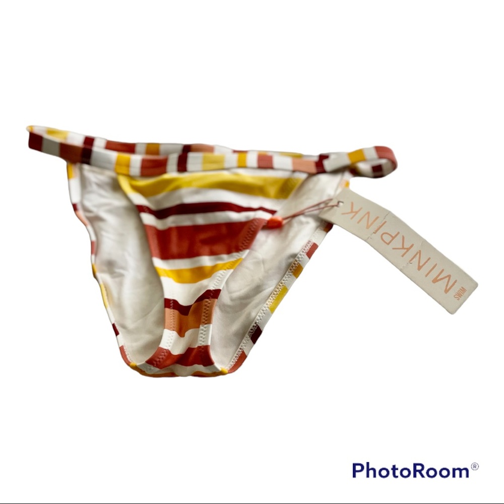 Minkpink striped bikini bottom SZ S NWT!